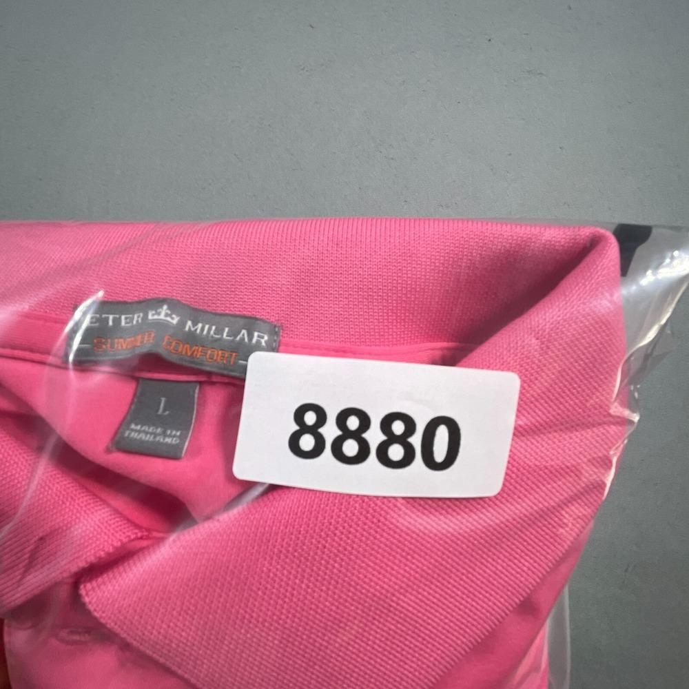 Peter Millar Polo Shirt Men Large Classic Fit Pink Summer Comfort Golf Golfcore - Picture 9 of 9